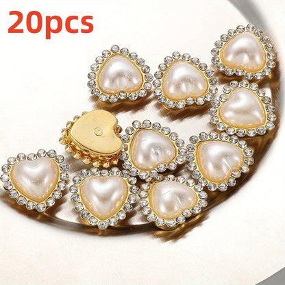 White Heart Oval Acrylic Pearl Beads