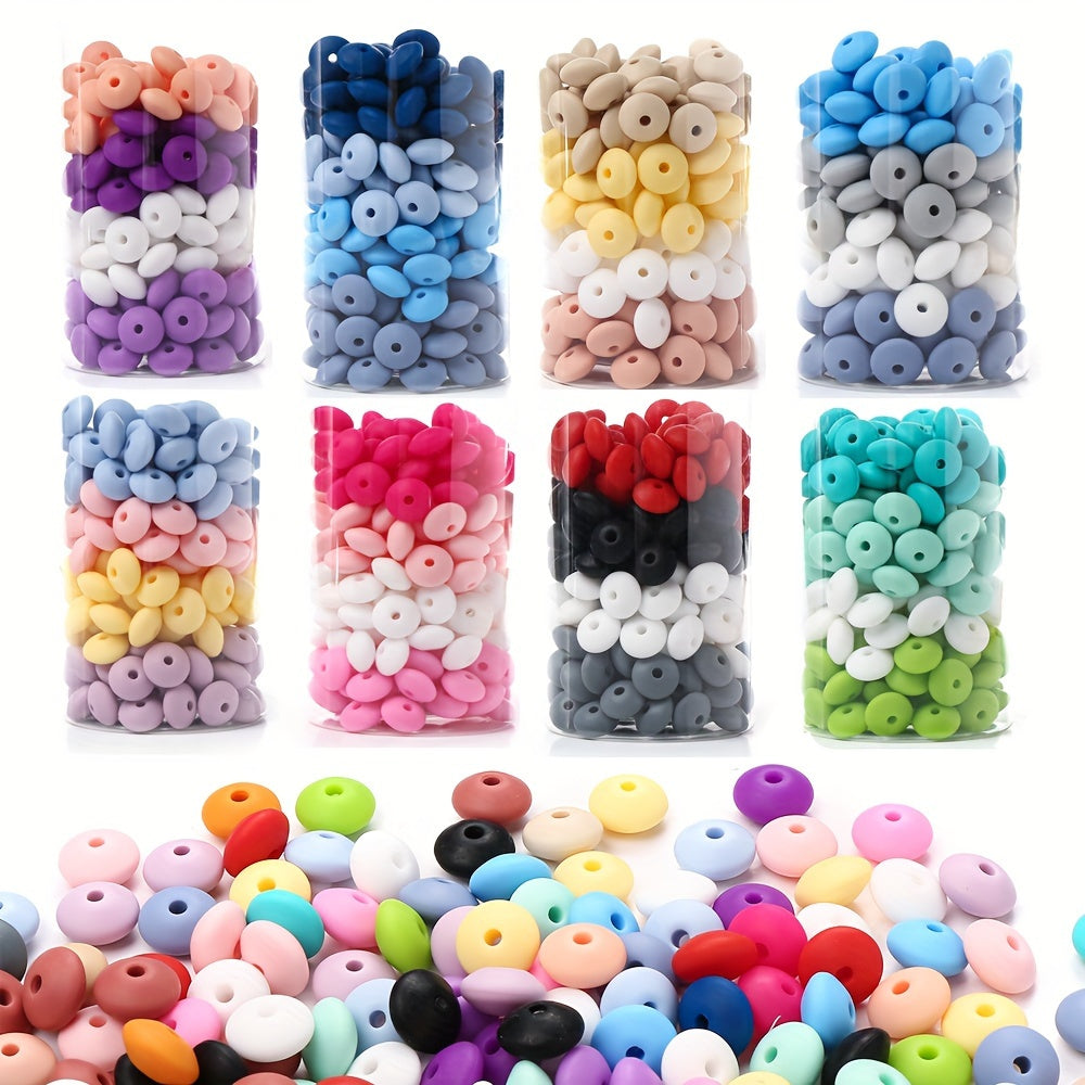 4 Colors Silicone Lentil Abacus Spacer Beads