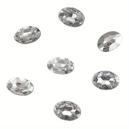 10x14mm Sparkling Oval Acrylic Rhinestone Beads