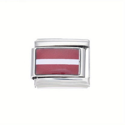 1pc 9x10mm Stainless Steel World Flag Module Charm Bead