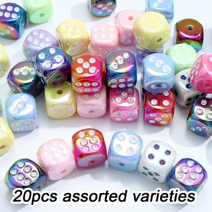 AB Multicolor Square Dice Acrylic Spacer Beads