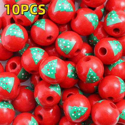 10pcs/set 16mm Christmas Wooden Beads