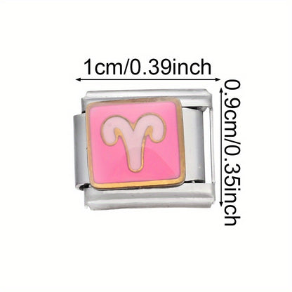 1pc 9x10mm Stainless Steel Zodiac Sign Module Bead