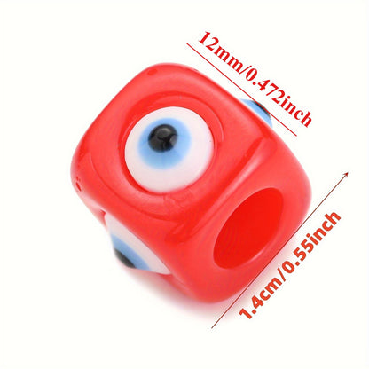 20pcs 12x14mm Mix Square Evil Eye Resin Beads