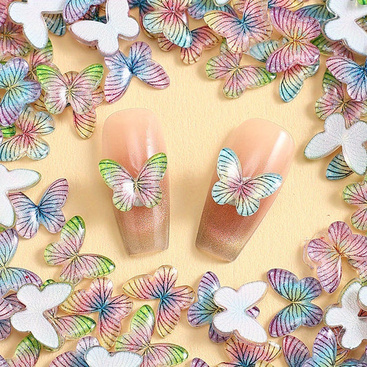 30/50pcs 9x11mm Glitter Resin Butterfly Charms