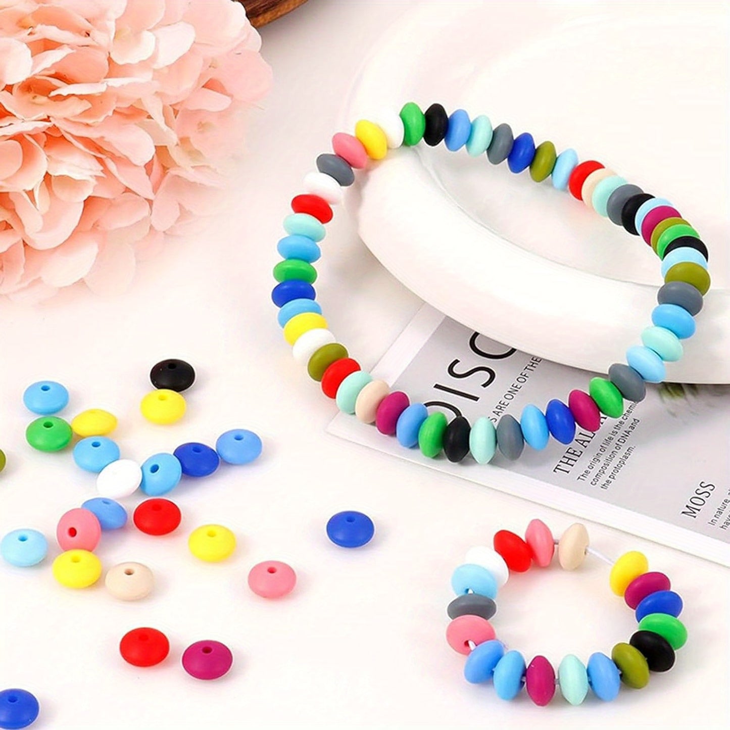Assorted Silicone Lentil Abacus Focal Beads