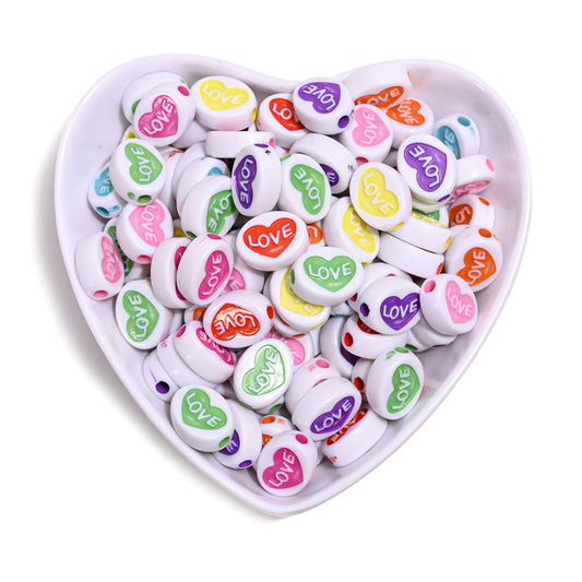 50pcs 10x12mm Heart-Shaped Acrylic Beads