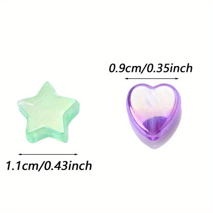 AB Color Acrylic Heart and Star Spacer Beads