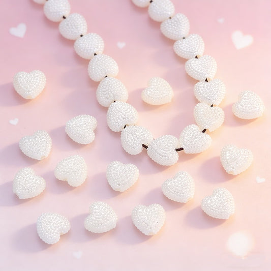 50pcs 12mm Pure White Acrylic Heart Beads