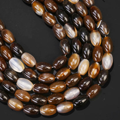32pcs/strand 8x12mm Natural Agate Rice Shaped Beads