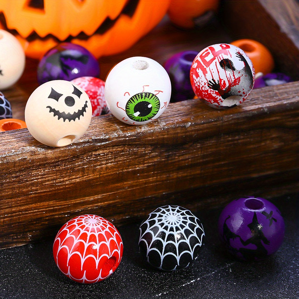 16mm Halloween Printed Wooden Beads