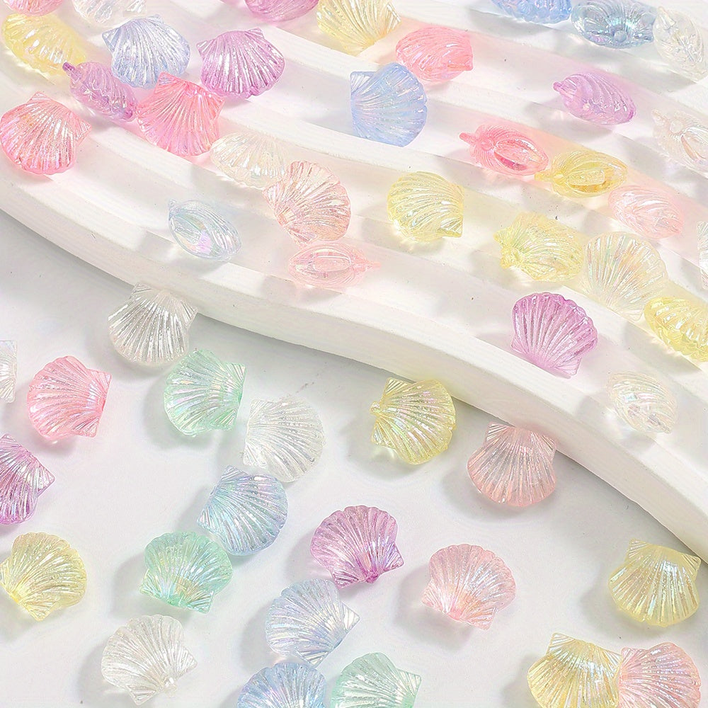 50pcs Colorful Acrylic Shell Beads