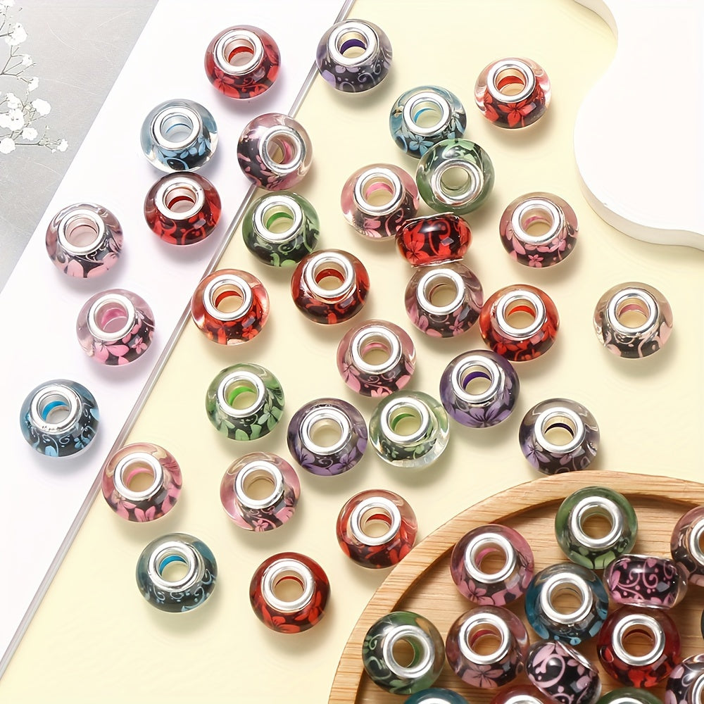 Colorful Cat Eye Design Big Hole Resin Lampwork Beads Set