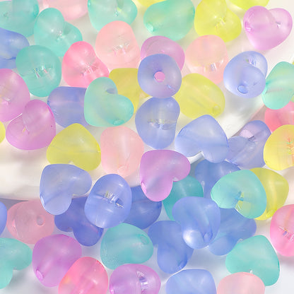 30pcs 15x13mm Frosted Round Heart Acrylic Beads