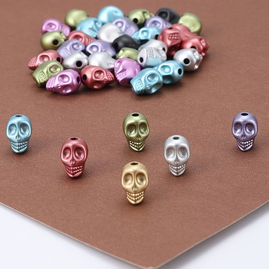 50pcs Halloween Acrylic Skull Matte Beads