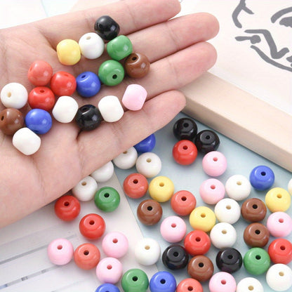 10-12mm Colorful Marbled Gradient Acrylic Large Hole Round Spacer Beads Assortment