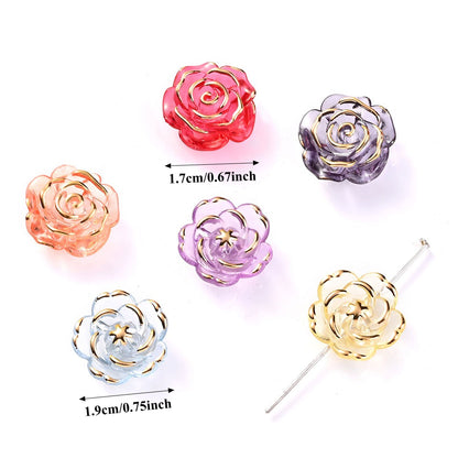 Transparent Camellia Flower Acrylic Beads