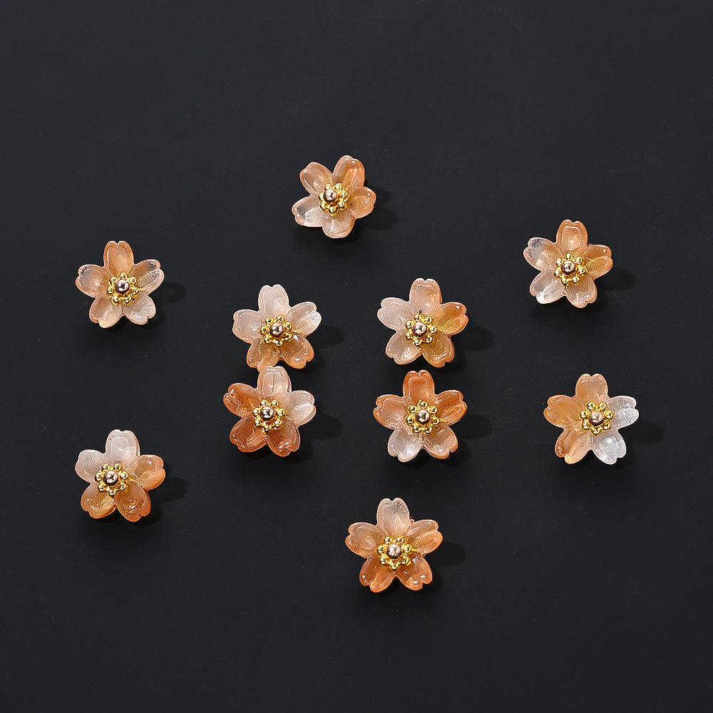 20pcs 10mm Colorful Gradient Glass Flower Beads