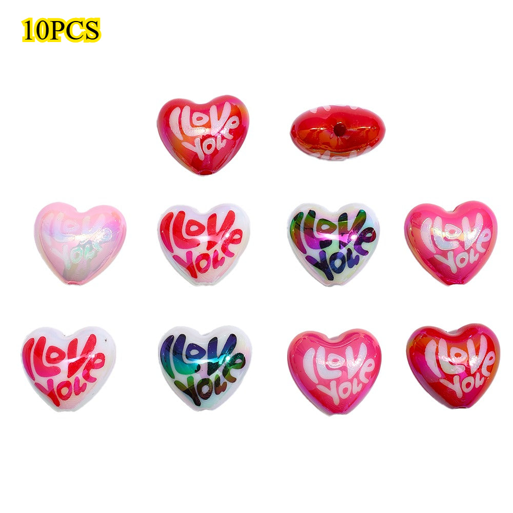 10pcs 20x22mm AB Color Heart Acrylic Beads
