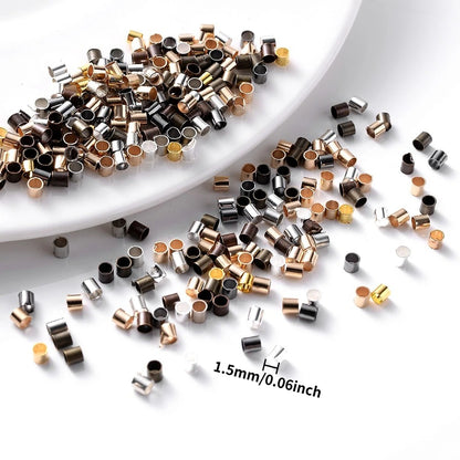 500pcs 1.5/2.0mm Multicolor Tube Crimp Beads