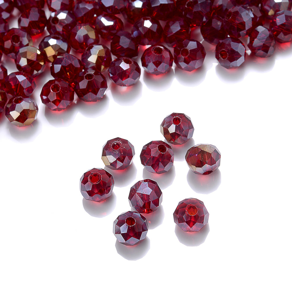 68/88/130pcs 4/6/8mm AB Dark Red Artificial Crystal Flat Beads