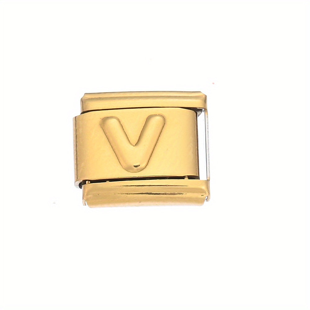 1pc 9x10mm Golden Stainless Steel Letter Bead