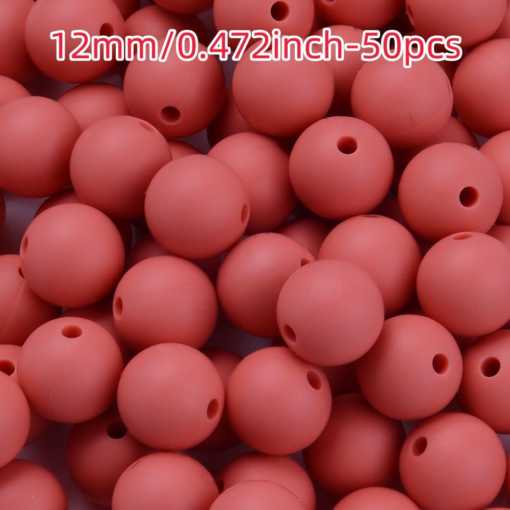50pcs 12/15mm Rainbow Silicone Round Focal Beads