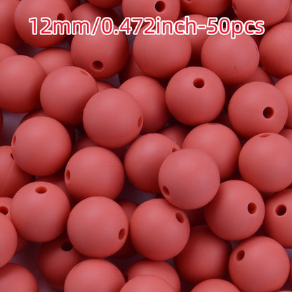 50pcs 12/15mm Rainbow Silicone Round Focal Beads