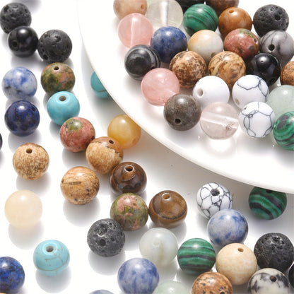 100pcs 8mm Natural Stone Round Beads