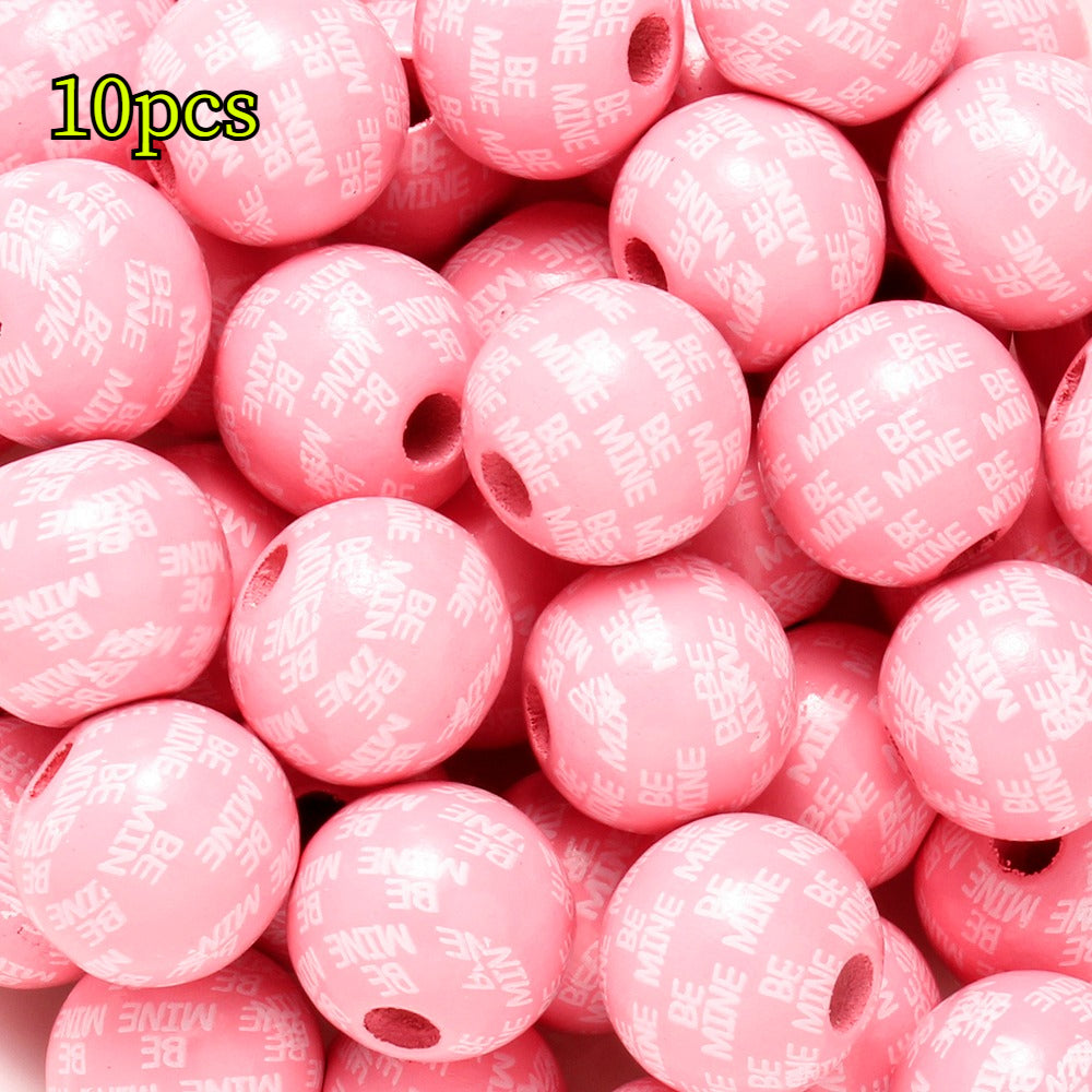 Valentine’s Day Printed Wooden Beads