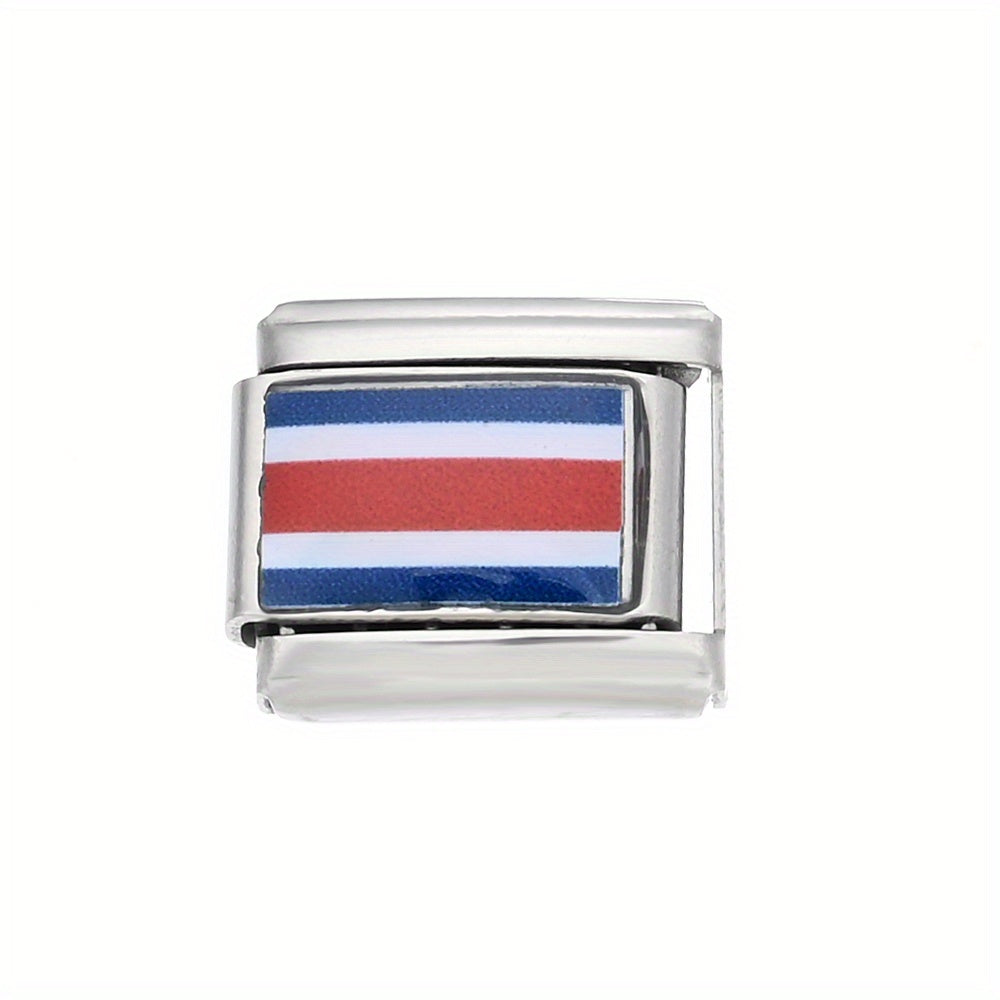 1pc 9x10mm Stainless Steel World Flag Module Charm Bead