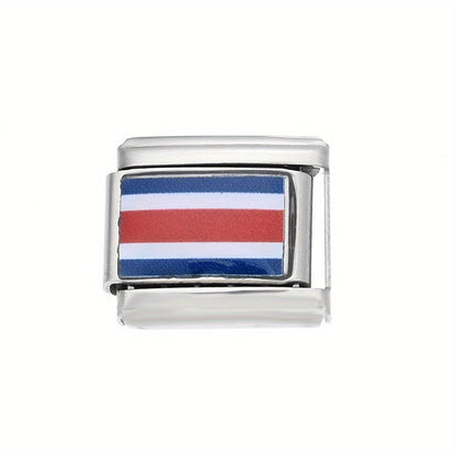 1pc 9x10mm Stainless Steel World Flag Module Charm Bead