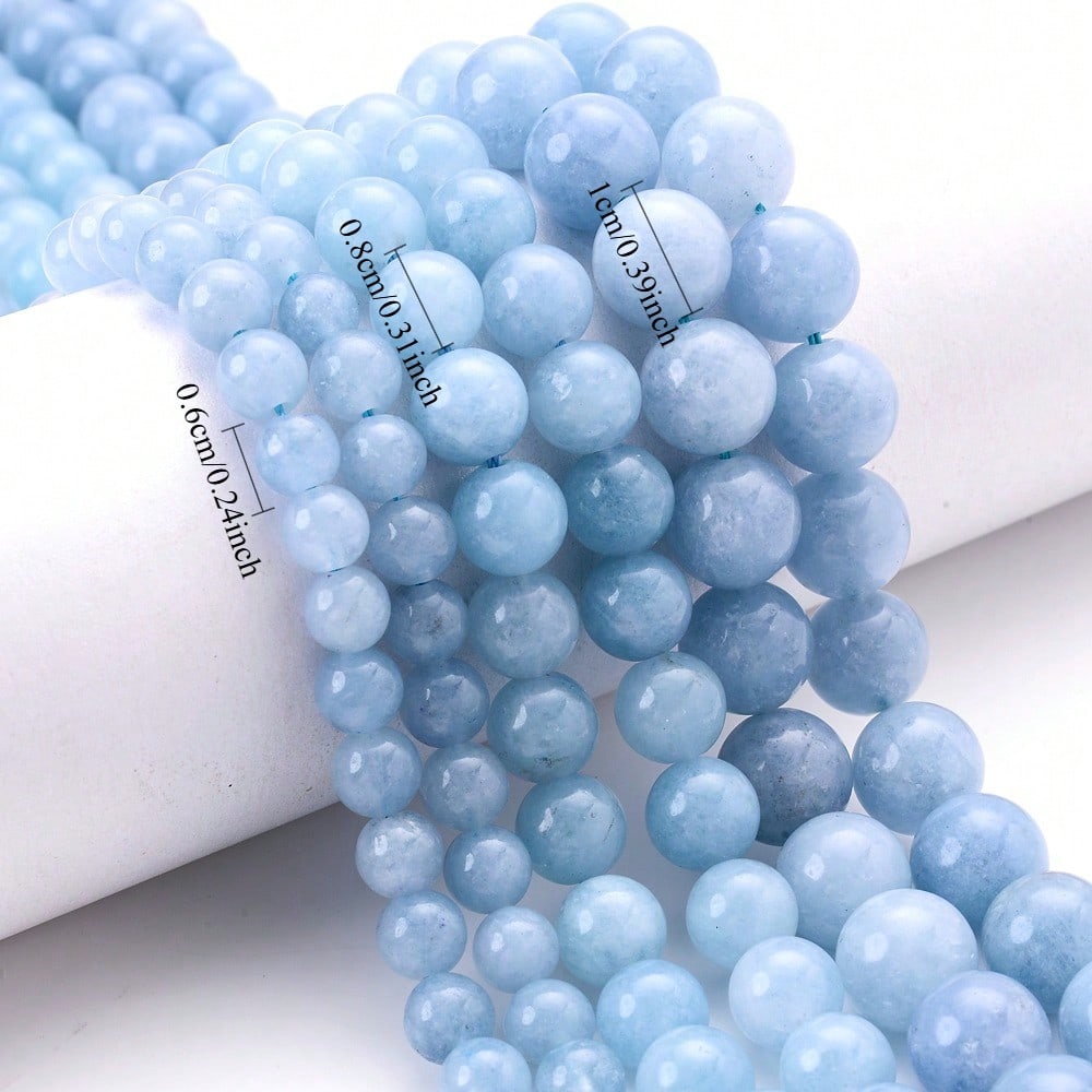 4/6/8/10mm Aquamarine Blue Stone Loose Beads