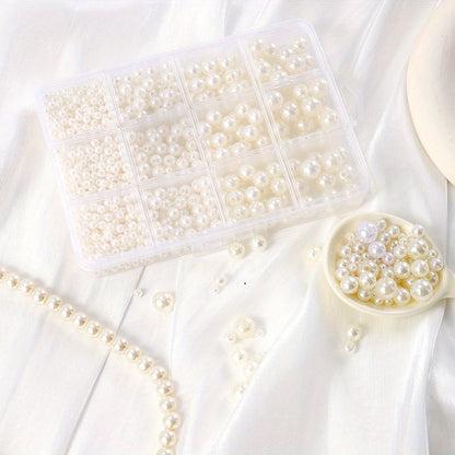 1100pcs 4/6/8/10mm Acrylic Faux Pearl Beads Kit