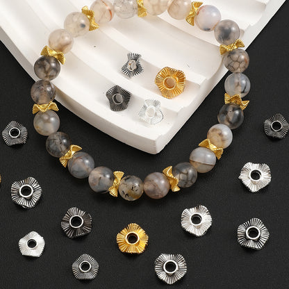 50pcs/set 8/10mm Wavy Golden & Silvery Spacer Beads