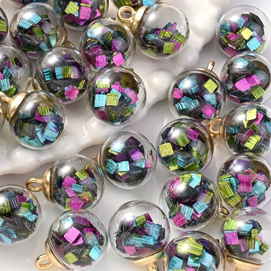10pcs 16x21mm Transparent Glass Ball Square Pendants
