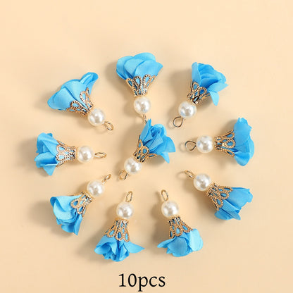 10pcs Colorful Petal Tassel Charm Pendants