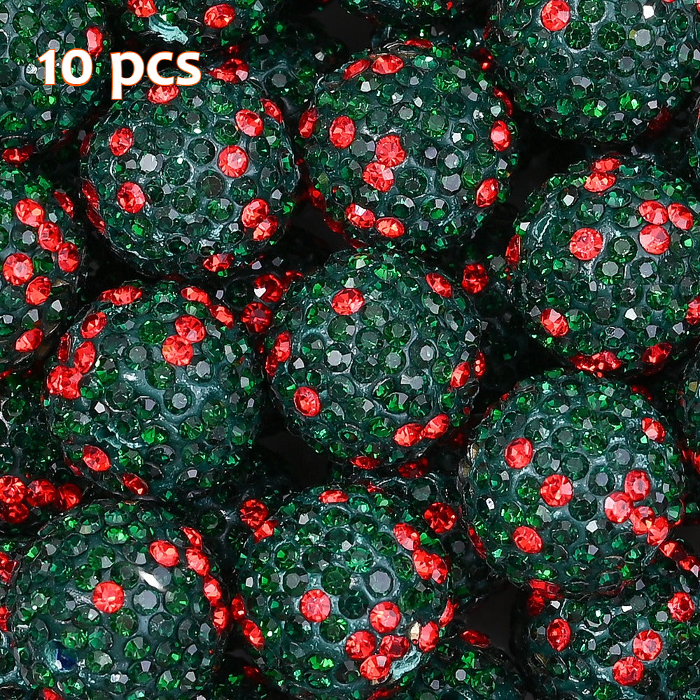 16mm Green Christmas Rhinestone Beads