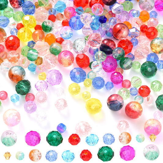 130g 800pcs Gradient Crackle Glass Beads