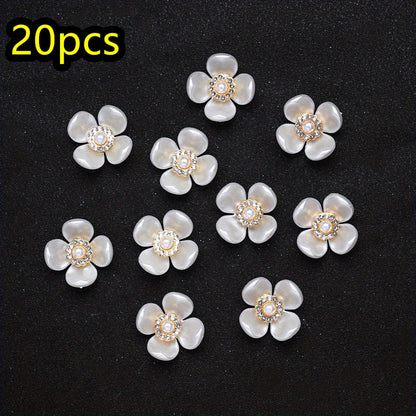 20pcs/set Flower Charm Beads with Artificial Pearl and Rhinestone