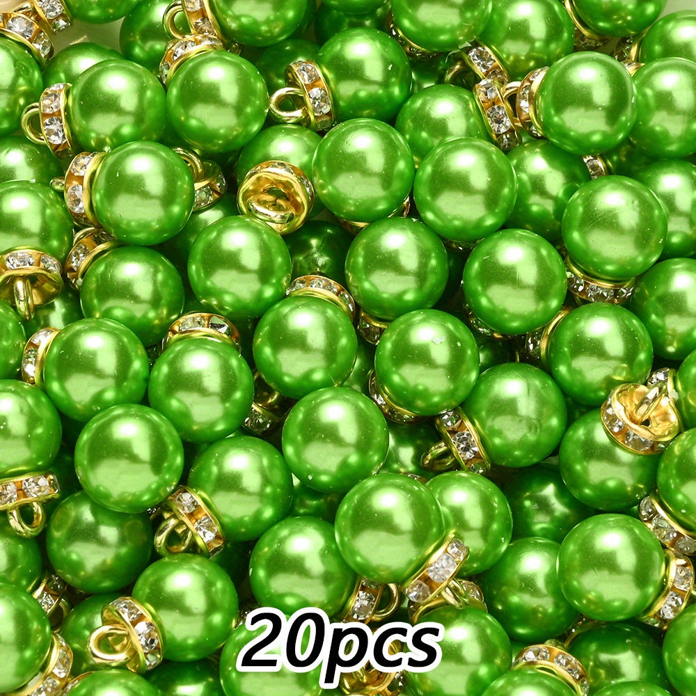 20pcs 10x15mm Multicolor Imitation Pearl Ball Charms