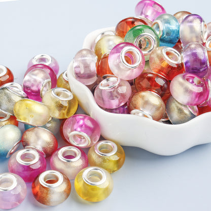 30pcs 9x14mm Colorful Gradient Glitter Acrylic Spacer Beads