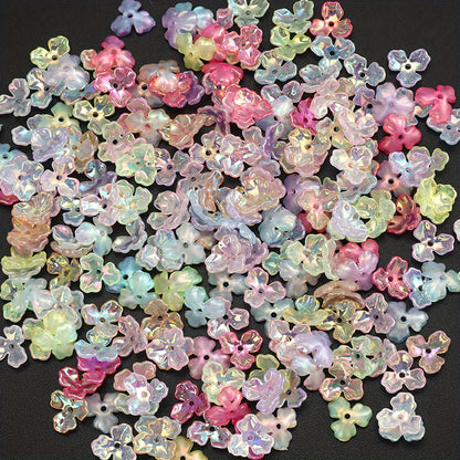 UV Pearlescent Flower Acrylic Beads