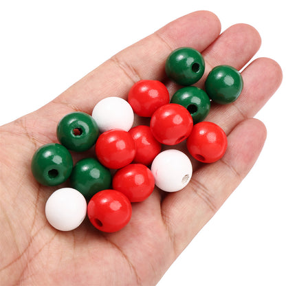 20pcs 16mm Christmas Round Wooden Beads