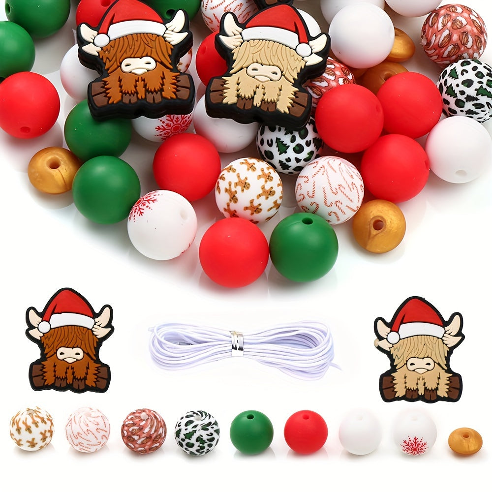 Christmas Silicone Abacus Round Spacer Beads
