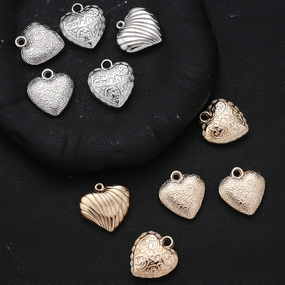 Textured Heart Pendant Beads
