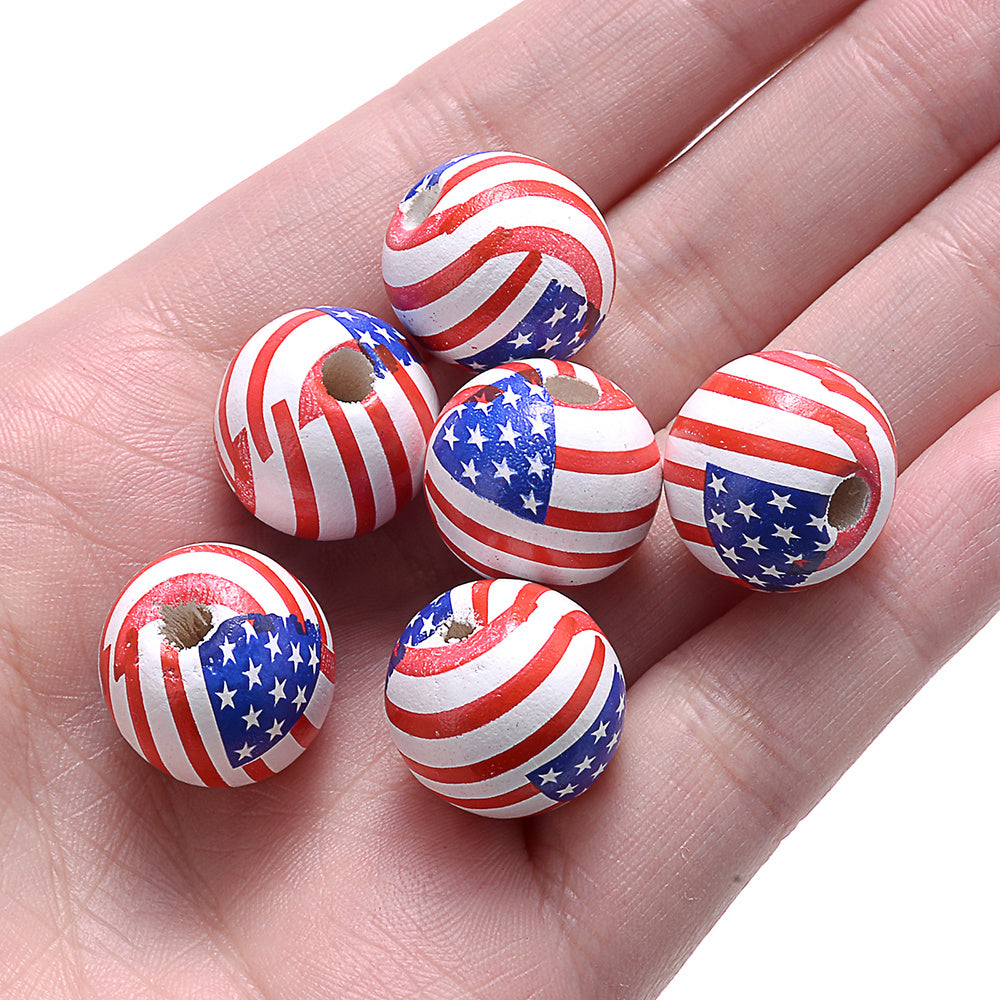 10pcs 16mm American Design Wooden Beads