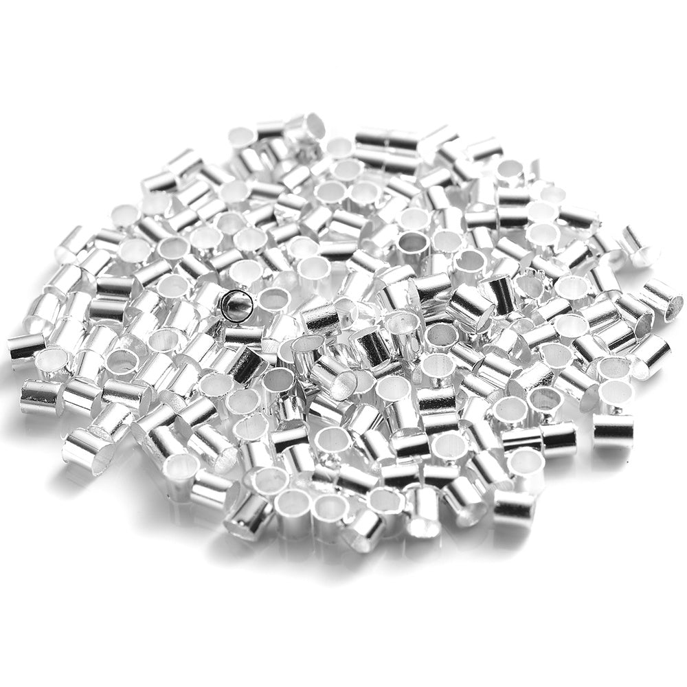 500pcs Golden & Silvery Copper Crimp End Beads