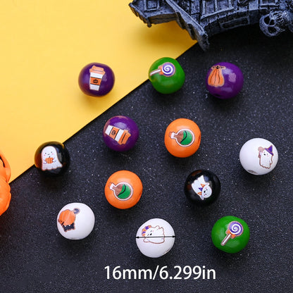 Halloween Wooden Pattern Beads