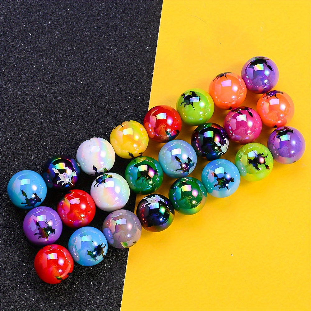 16mm Halloween Witch Print Acrylic Beads